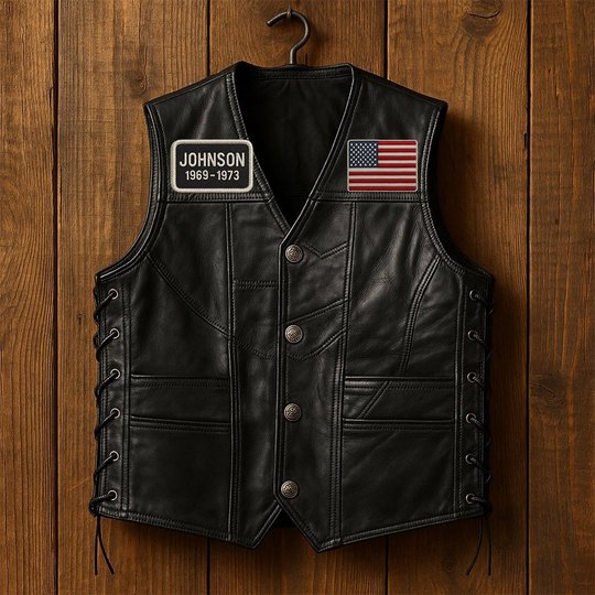 Premium USAF Veterans Custom Leather Motor Vest VPVC702107, Gifts For Air Force Veteran, Gifts On Father's Day, Veterans Day.