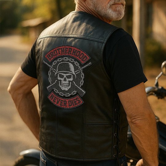 Premium US Veterans Custom Leather Motor Vest VPVC702121, Gifts For US Veteran, Gifts On Father's Day, Veterans Day.