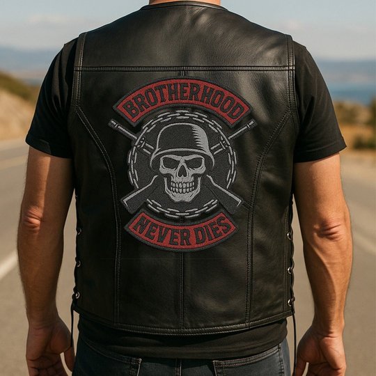 Premium US Veterans Custom Leather Motor Vest VPVC702121, Gifts For US Veteran, Gifts On Father's Day, Veterans Day.