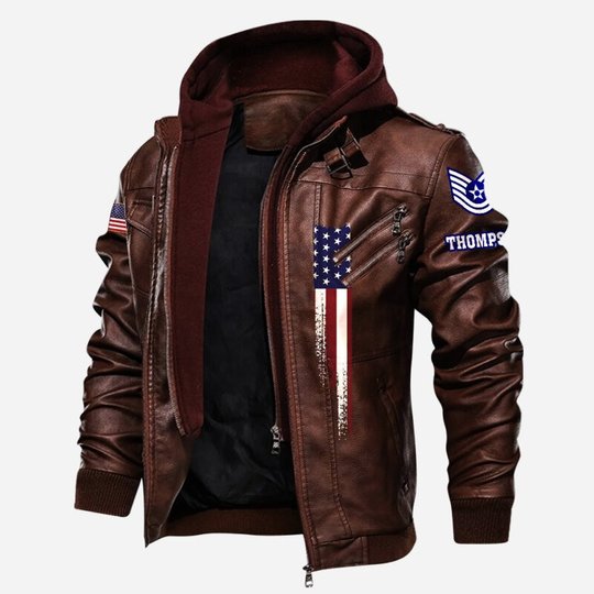 Premium Custom USAF Veteran Leather Jacket VPVC702152, Gifts For Air Force Veteran, Gifts On Father's Day, Veterans Day.