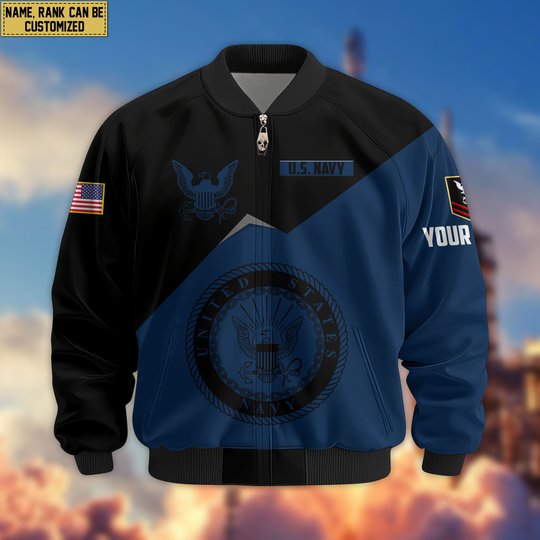 Premium Custom US Navy Veteran Bomber Jacket VPVC804302, Gifts For US Navy Veteran, Gifts On Father's Day, Veterans Day.