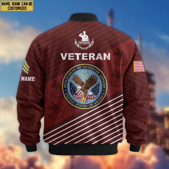 Premium Custom US Veteran Bomber Jacket VPVC804607, Gifts For US Veteran, Gifts On Father's Day, Veterans Day.
