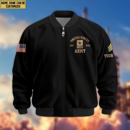 Premium Custom US Army Veteran Bomber Jacket VPVC804801, Gifts For US Army Veteran, Gifts On Father's Day, Veterans Day.