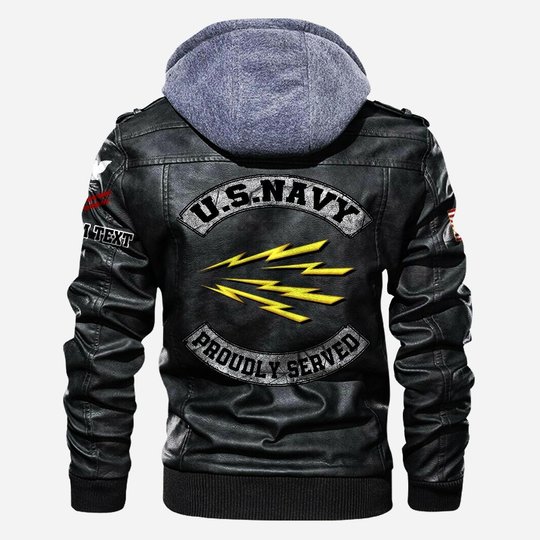 Premium Custom Unit US Navy Leather Jacket VPVC702233, Gifts For Navy Veteran, Gifts On Father's Day, Veterans Day.