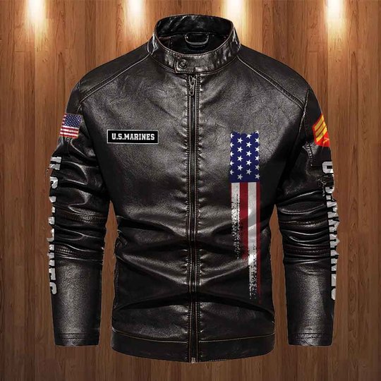 Premium Personalized USMC Veteran Leather Jacket VPVC702279, Gifts For Marine Veteran, Gifts On Father's Day, Veterans Day.