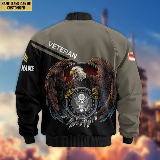 Premium Custom US Army Veteran Bomber Jacket VPVC804910, Gifts For US Army Veteran, Gifts On Father's Day, Veterans Day.