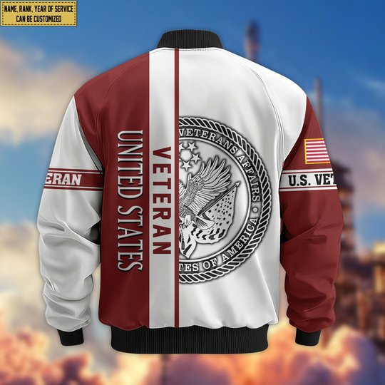 Premium Custom US Veteran Bomber Jacket VPVC805007, Gifts For US Veteran, Gifts On Father's Day, Veterans Day.