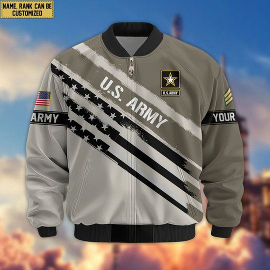 Premium Custom US Army Veteran Bomber Jacket VPVC805210, Gifts For US Army Veteran, Gifts On Father's Day, Veterans Day.