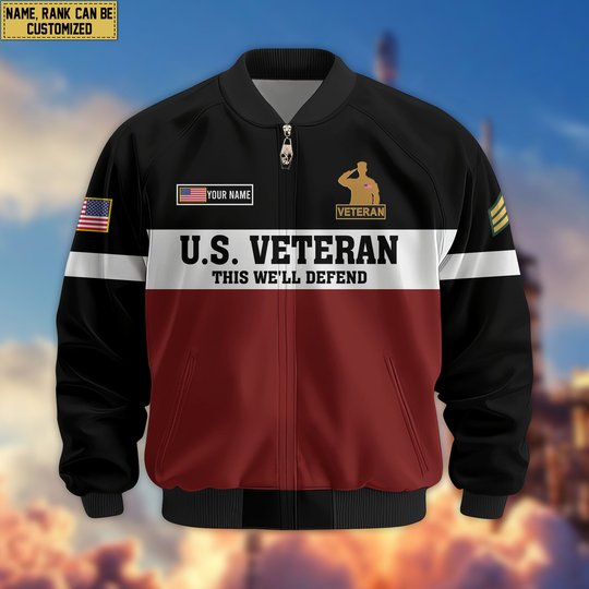 Premium Custom US Veteran Bomber Jacket VPVC805307, Gifts For US Veteran, Gifts On Father's Day, Veterans Day.