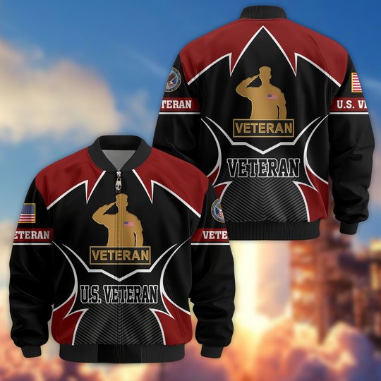Premium US Veterans Bomber Jacket BPHN270811, Gifts For US Veterans, Gifts On Father's Day, Veterans Day.