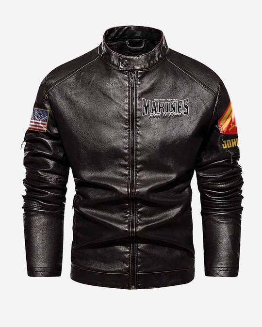 Premium Custom USMC Veteran Leather Jacket VPVC702322, Gifts For Marine Veteran, Gifts On Father's Day, Veterans Day.