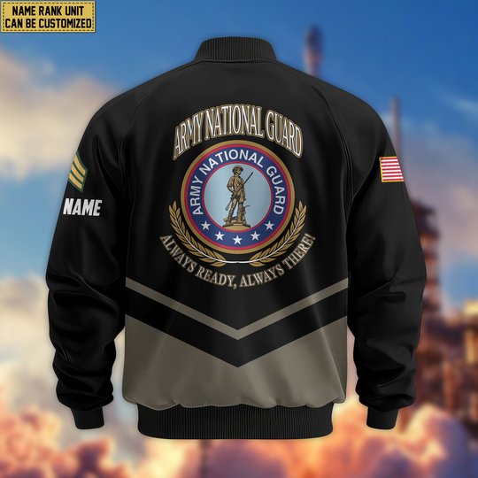Premium Custom US Army National Guard Veteran Bomber Jacket VPVC806708, Gifts For Army National Guard Veteran, Gifts On Father's Day, Veterans Day.