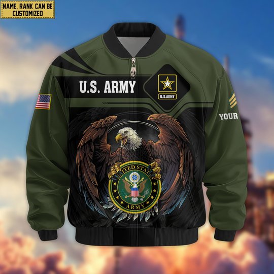 Premium Custom US Army Veteran Bomber Jacket VPVC807901, Gifts For US Army Veteran, Gifts On Father's Day, Veterans Day.