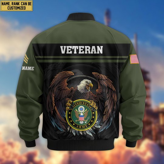 Premium Custom US Army Veteran Bomber Jacket VPVC807901, Gifts For US Army Veteran, Gifts On Father's Day, Veterans Day.