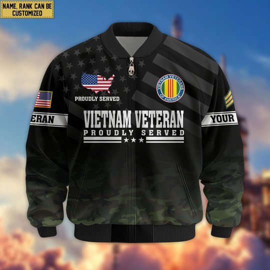 Premium Custom Vietnam Veteran Bomber Jacket VPVC808006, Gifts For Vietnam Veteran, Gifts On Father's Day, Veterans Day.