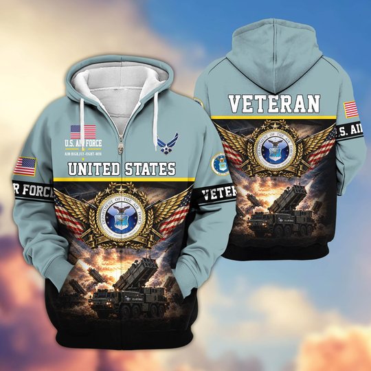 Premium US Veteran Zip Up Hoodie BTTN151021, Gifts For US Veterans, Gifts For Veterans Day.