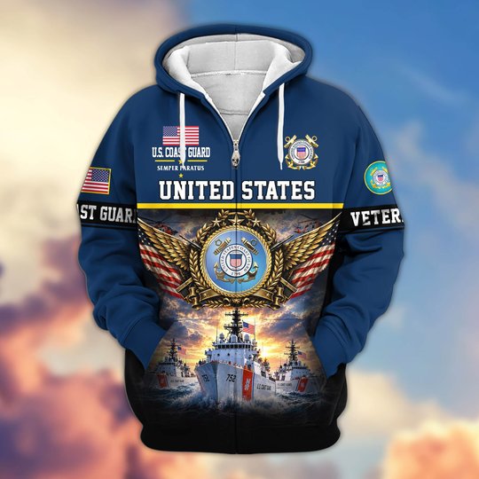 Premium US Veteran Zip Up Hoodie BTTN151021, Gifts For US Veterans, Gifts For Veterans Day.