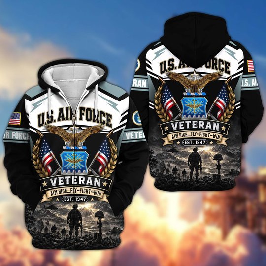 Premium US Veteran Zip Up Hoodie CPHN151011, Gifts For US Veterans, Gifts For Veterans Day.