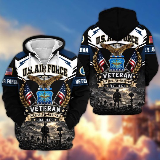 Premium US Veteran Zip Up Hoodie CPHN151011, Gifts For US Veterans, Gifts For Veterans Day.