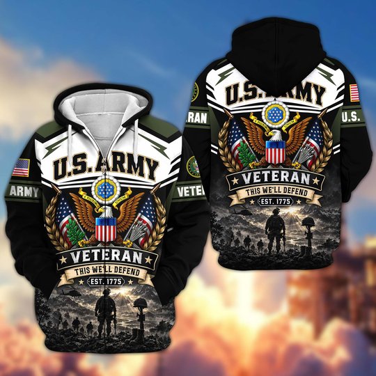 Premium US Veteran Zip Up Hoodie CPHN151011, Gifts For US Veterans, Gifts For Veterans Day.