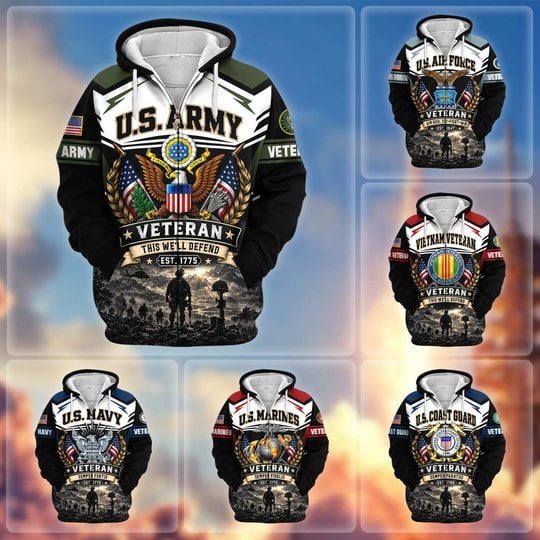 Premium US Veteran Zip Up Hoodie CPHN151011, Gifts For US Veterans, Gifts For Veterans Day.