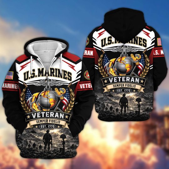 Premium US Veteran Zip Up Hoodie CPHN151011, Gifts For US Veterans, Gifts For Veterans Day.