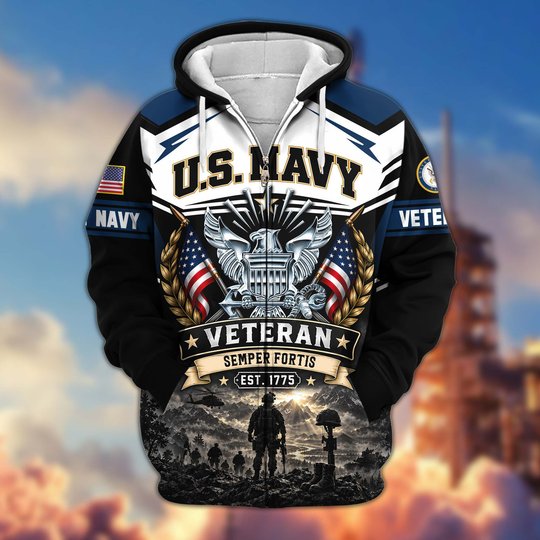 Premium US Veteran Zip Up Hoodie CPHN151011, Gifts For US Veterans, Gifts For Veterans Day.