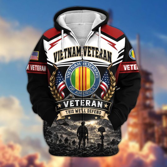 Premium US Veteran Zip Up Hoodie CPHN151011, Gifts For US Veterans, Gifts For Veterans Day.