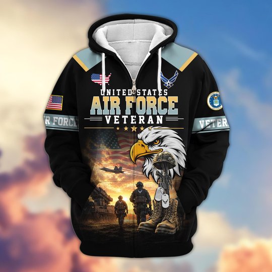 Premium US Veteran Zip Up Hoodie BTTN191022, Gifts For US Veterans, Gifts For Veterans Day.