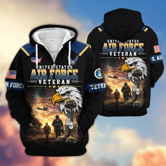 Premium US Veteran Zip Up Hoodie BTTN191022, Gifts For US Veterans, Gifts For Veterans Day.