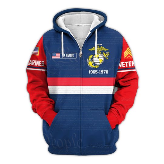 Premium Custom USMC Zip Up Hoodie VPVC609533, Gifts For Marine Veteran, Gifts For Veterans Day.