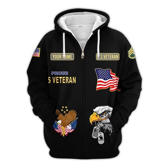 Premium Custom US Veteran Zip Up Hoodie VPVC609547, Gifts For US Veteran, Gifts For Veterans Day.