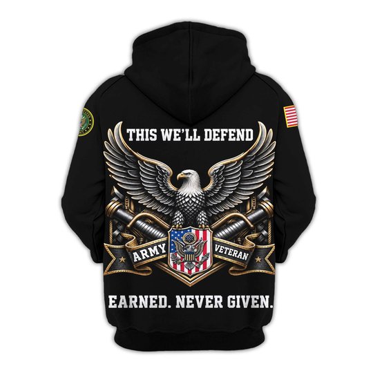Premium Custom US Army Zip Up Hoodie VPVC609551, Gifts For Army Veteran, Gifts For Veterans Day.