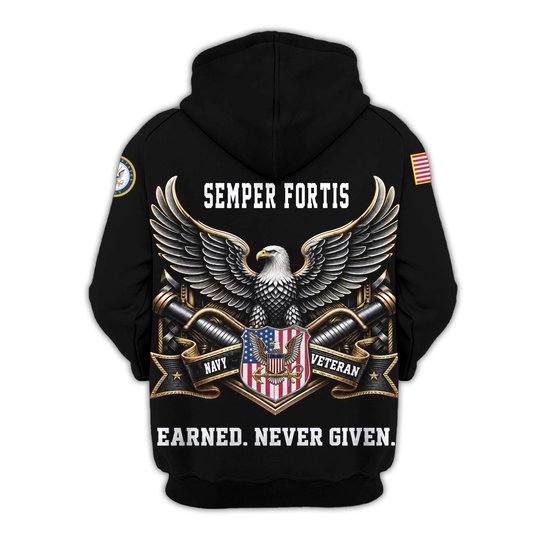 Premium Custom US Navy Zip Up Hoodie VPVC609552, Gifts For Navy Veteran, Gifts For Veterans Day.