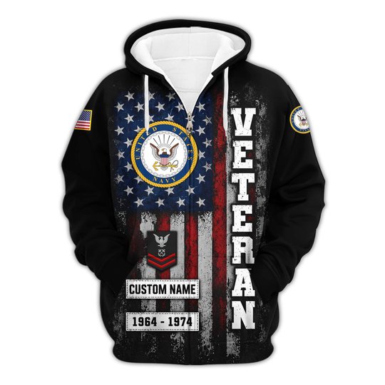 Premium Custom US Navy Zip Up Hoodie VPVC609552, Gifts For Navy Veteran, Gifts For Veterans Day.