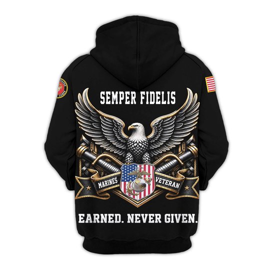 Premium Custom USMC Zip Up Hoodie VPVC609553, Gifts For Marine Veteran, Gifts For Veterans Day.