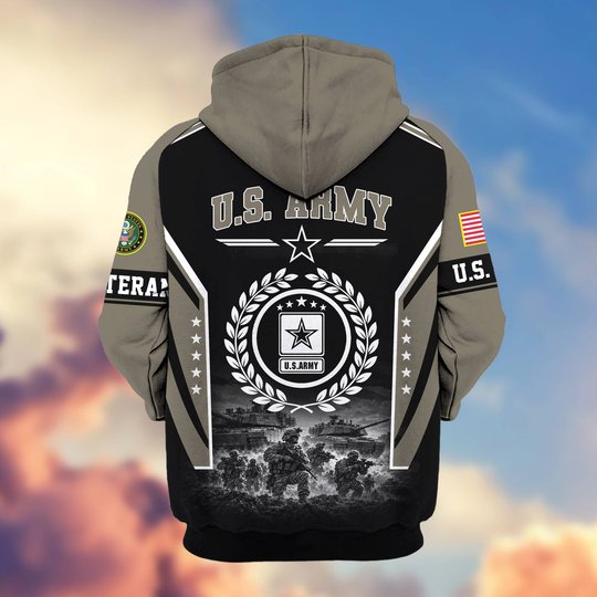 Premium US Veteran Zip Up Hoodie BTTN201021, Gifts For US Veterans, Gifts For Veterans Day.