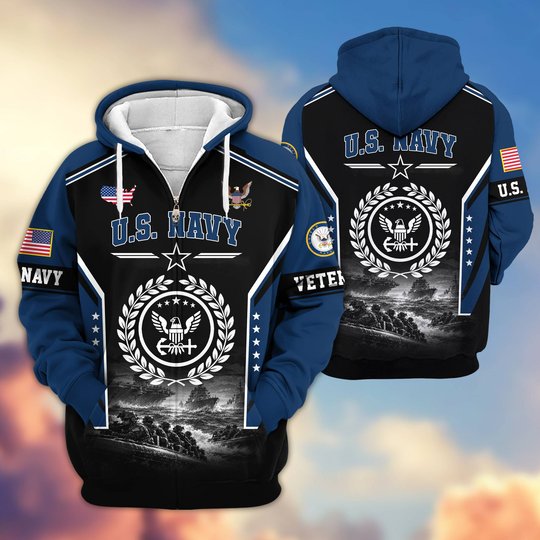 Premium US Veteran Zip Up Hoodie BTTN201021, Gifts For US Veterans, Gifts For Veterans Day.
