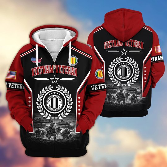 Premium US Veteran Zip Up Hoodie BTTN201021, Gifts For US Veterans, Gifts For Veterans Day.