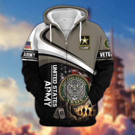 Premium US Veteran Zip Up Hoodie CPHN161011, Gifts For US Veterans, Gifts For Veterans Day.