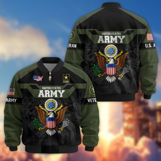 Premium US Veteran Bomber Jacket DPVC211001, Waterproof Windbreaker Coat, US Veteran Gift, Veterans Day Gift.