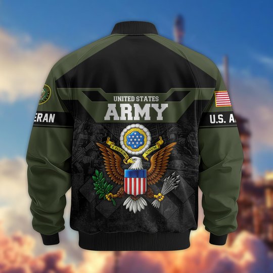 Premium US Veteran Bomber Jacket DPVC211001, Waterproof Windbreaker Coat, US Veteran Gift, Veterans Day Gift.