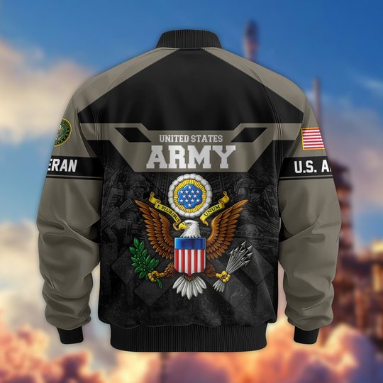 Premium US Veteran Bomber Jacket DPVC211001, Waterproof Windbreaker Coat, US Veteran Gift, Veterans Day Gift.