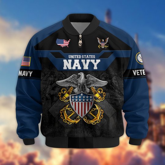 Premium US Veteran Bomber Jacket DPVC211001, Waterproof Windbreaker Coat, US Veteran Gift, Veterans Day Gift.