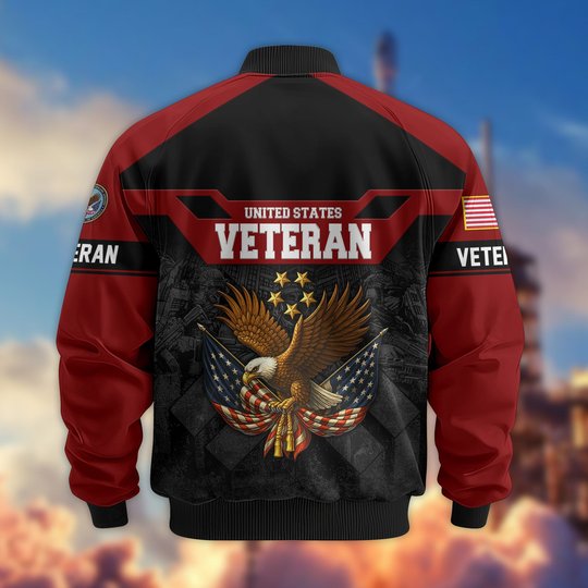 Premium US Veteran Bomber Jacket DPVC211001, Waterproof Windbreaker Coat, US Veteran Gift, Veterans Day Gift.