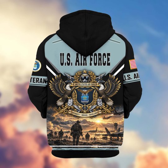 Premium US Veteran Zip Up Hoodie BTTN221023, Gifts For US Veterans, Gifts For Veterans Day.