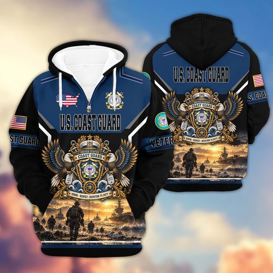 Premium US Veteran Zip Up Hoodie BTTN221023, Gifts For US Veterans, Gifts For Veterans Day.
