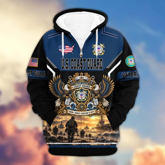 Premium US Veteran Zip Up Hoodie BTTN221023, Gifts For US Veterans, Gifts For Veterans Day.