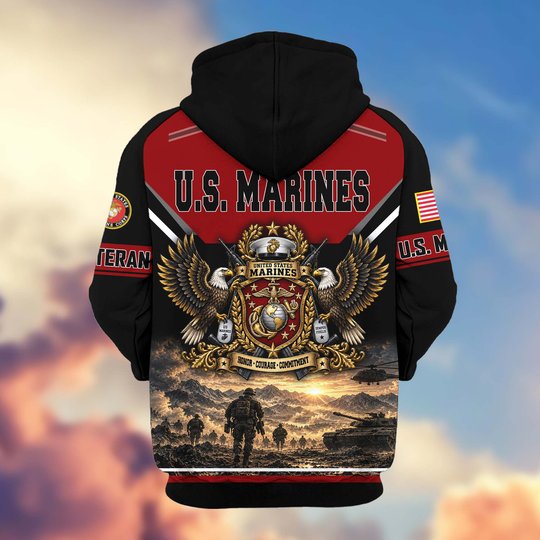 Premium US Veteran Zip Up Hoodie BTTN221023, Gifts For US Veterans, Gifts For Veterans Day.