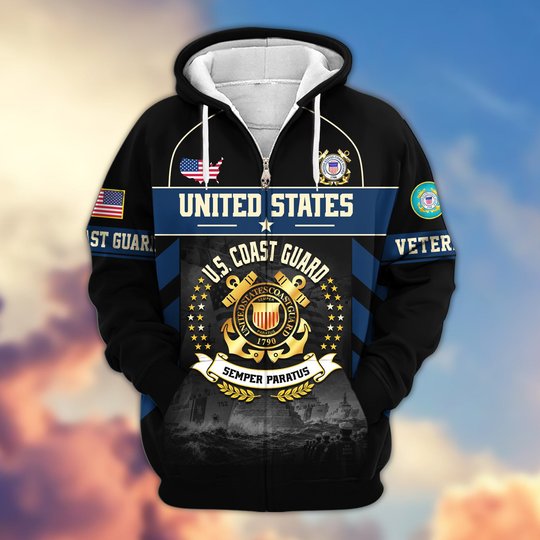 Premium US Veteran Zip Up Hoodie BTTN221021, Gifts For US Veterans, Gifts For Veterans Day.